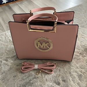 Michael Kors Blush Pink Satchel with Gold Accents